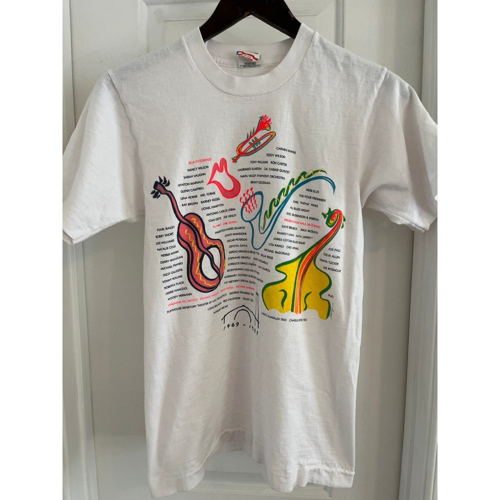 Vintage 1989 Robert Mondavi Summer Festival Jazz T-Shirt White Sma Made